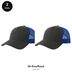 Trucker Caps 2 Pack - Cotton twill, One Size - Dk Grey/Royal