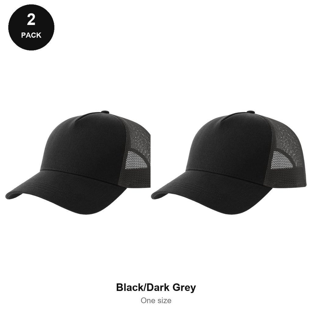Trucker Caps 2 Pack - Cotton twill, One Size - Black/Dark Grey