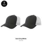 Trucker Caps 2 Pack - Cotton twill, One Size - Dark Grey/White