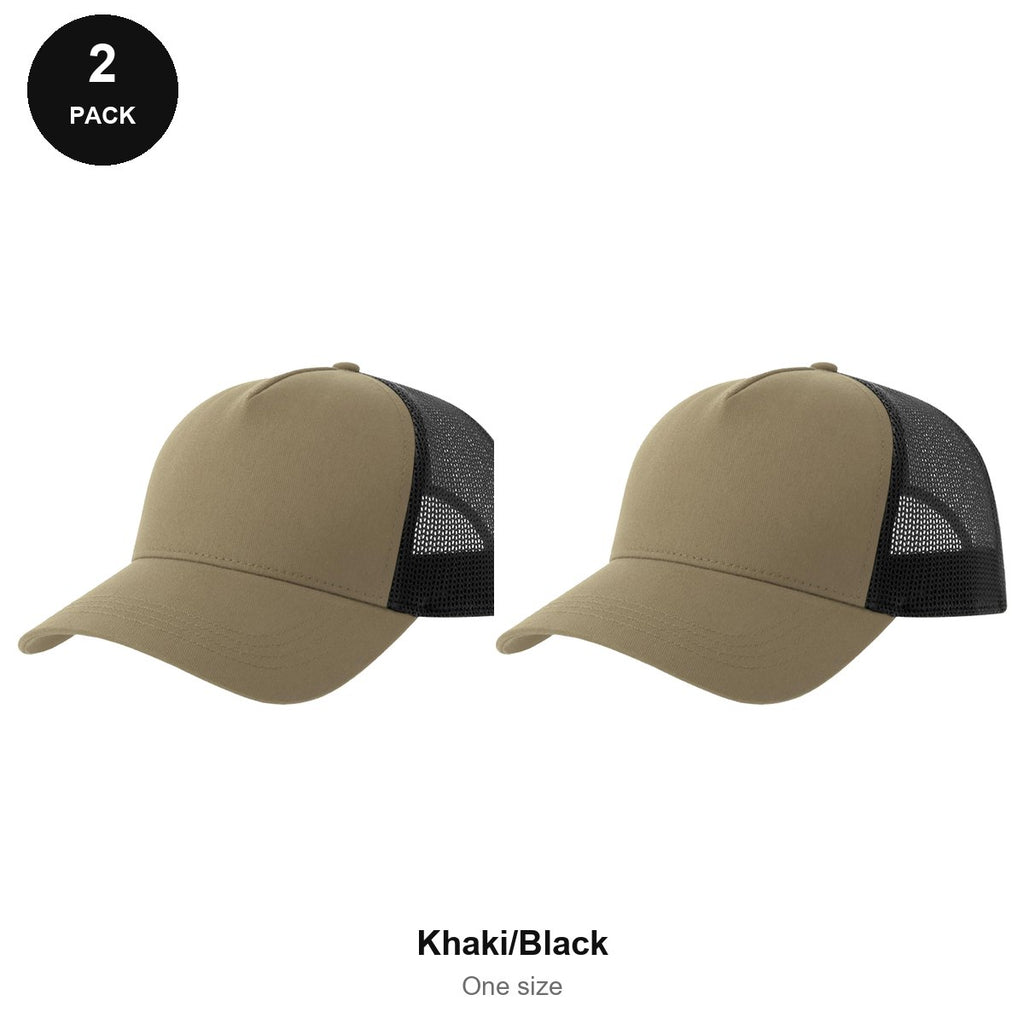 Trucker Caps 2 Pack - Cotton twill, One Size - Khaki/Black