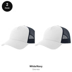 Trucker Caps 2 Pack - Cotton twill, One Size - White/Navy