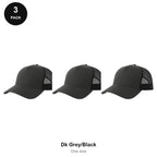 Trucker Caps 3 Pack - Cotton twill, One Size - Dk Grey/Black