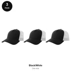 Trucker Caps 3 Pack - Cotton twill, One Size - Black/White