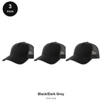 Trucker Caps 3 Pack - Cotton twill, One Size - Black/Dark Grey
