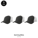 Trucker Caps 3 Pack - Cotton twill, One Size - Dark Grey/White
