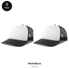 Foam Trucker Caps 2 Pack - Foam front / polyester mesh, One Size - White/Black