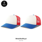 Foam Trucker Caps 2 Pack - Foam front / polyester mesh, One Size - White/Red/Royal