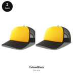 Foam Trucker Caps 2 Pack - Foam front / polyester mesh, One Size - Yellow/Black