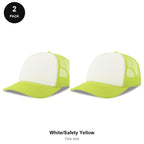 Foam Trucker Caps 2 Pack - Foam front / polyester mesh, One Size - White/Safety Yellow