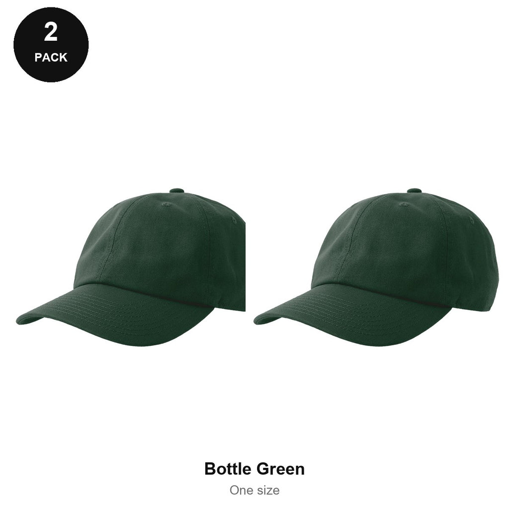 Dad Caps 2 Pack - Cotton, One Size - Bottle Green