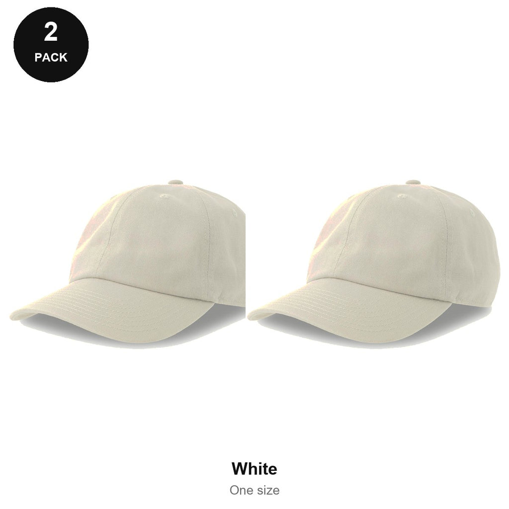 Dad Caps 2 Pack - Cotton, One Size - White