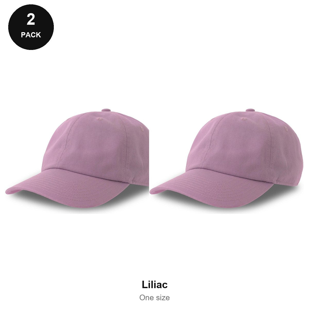 Dad Caps 2 Pack - Cotton, One Size - Liliac