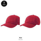 Dad Caps 2 Pack - Cotton, One Size - Red