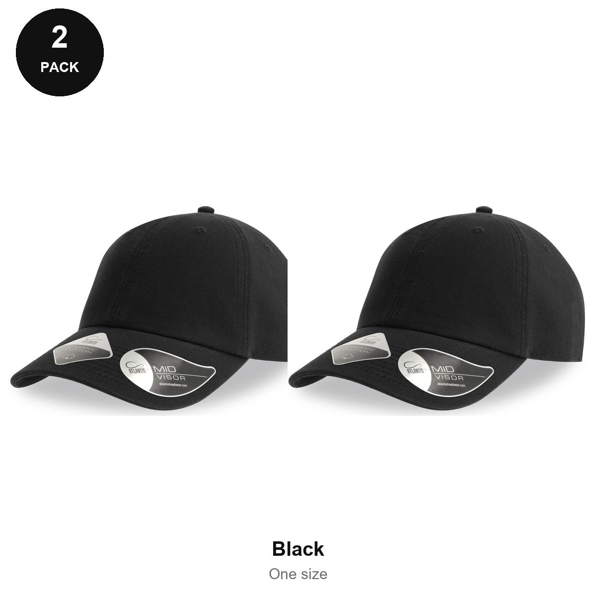 Organic Cotton Dad Caps 2 Pack - Cotton, One Size - Black