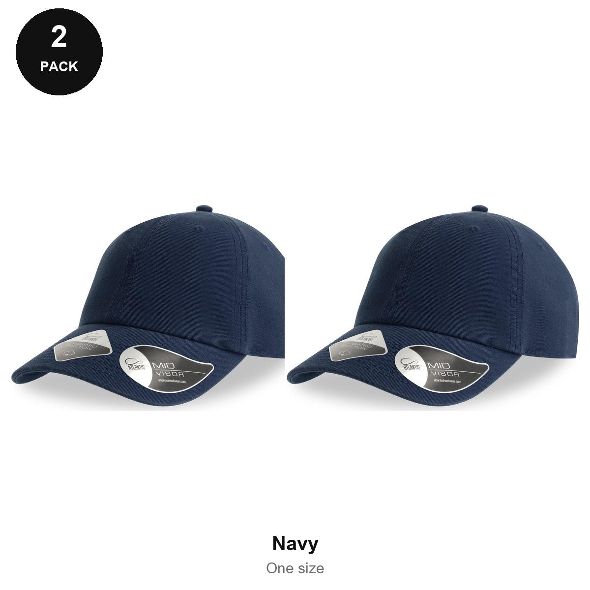 Organic Cotton Dad Caps 2 Pack - Cotton, One Size - Navy