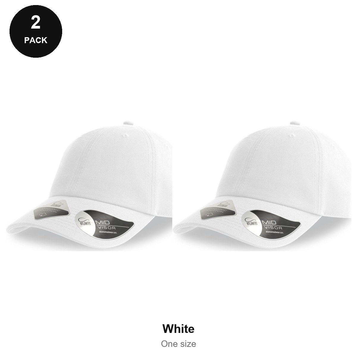 Organic Cotton Dad Caps 2 Pack - Cotton, One Size - White
