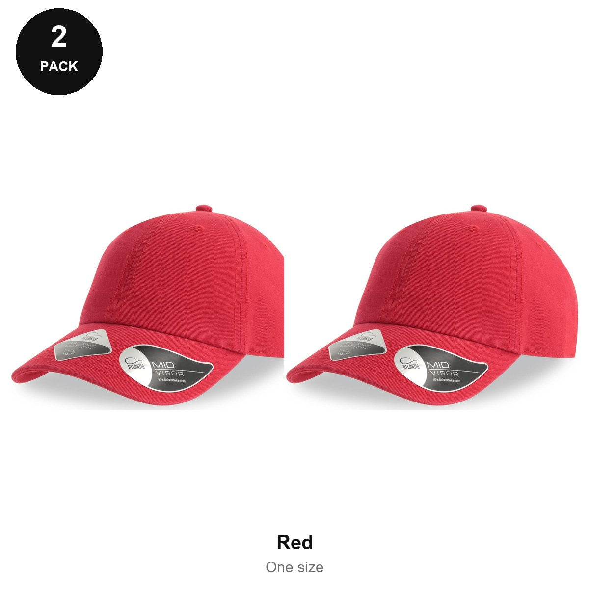 Organic Cotton Dad Caps 2 Pack - Cotton, One Size - Red