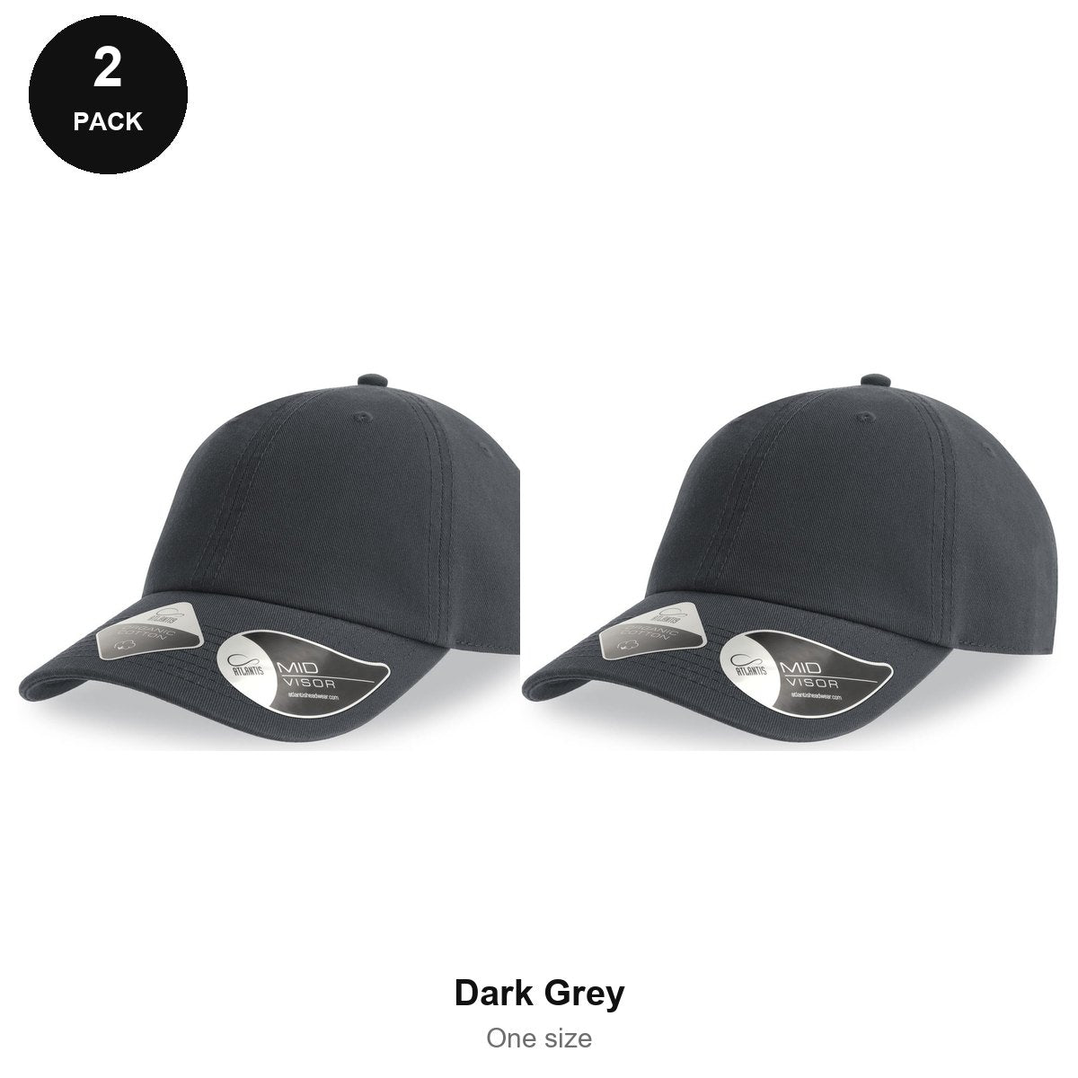 Organic Cotton Dad Caps 2 Pack - Cotton, One Size - Dark Grey