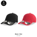 Organic Cotton Dad Caps 2 Pack - Cotton, One Size - Black + Red