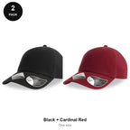 Organic Cotton Dad Caps 2 Pack - Cotton, One Size - Black + Cardinal Red