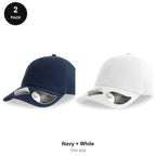 Organic Cotton Dad Caps 2 Pack - Cotton, One Size - Navy + White