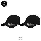6 Panel Structured Caps 2 Pack - Cotton twill, One Size - Black