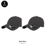 6 Panel Structured Caps 2 Pack - Cotton twill, One Size - Dark Grey