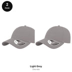 6 Panel Structured Caps 2 Pack - Cotton twill, One Size - Light Grey