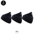 Beanie Hats 3 Pack - 100% recycled polyester knit, One Size - Navy