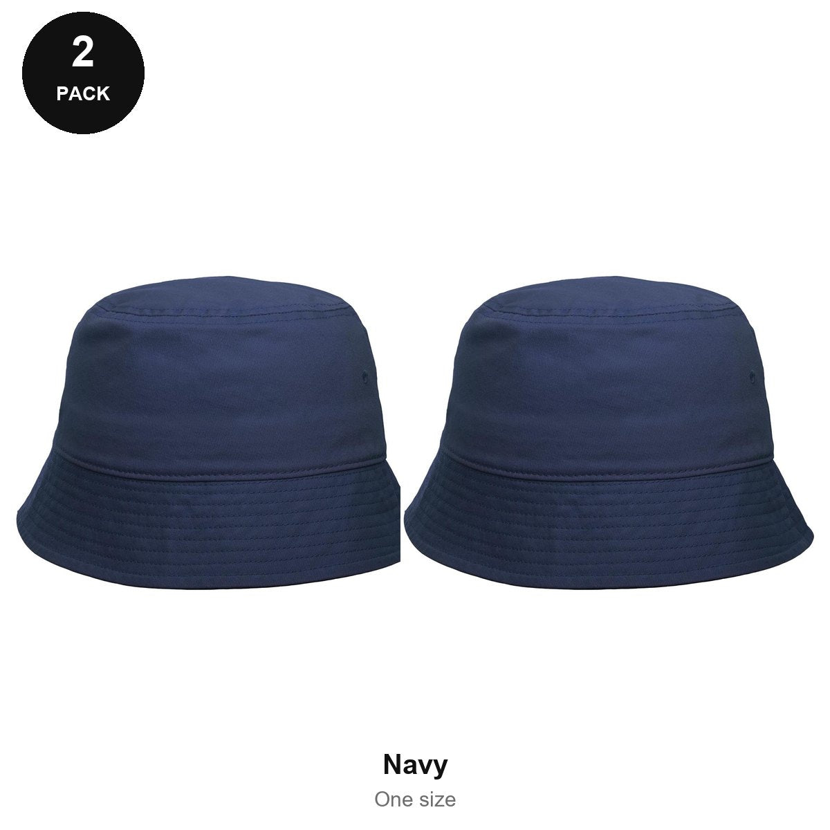 Bucket Hats 2 Pack - Cotton, One Size - Navy