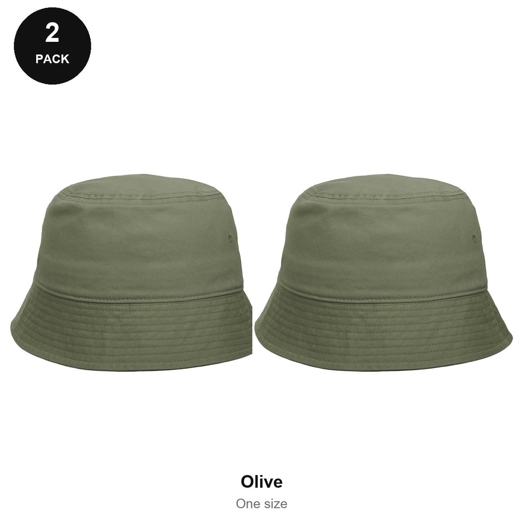 Bucket Hats 2 Pack - Cotton, One Size - Olive