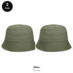 Bucket Hats 2 Pack - Cotton, One Size - Olive