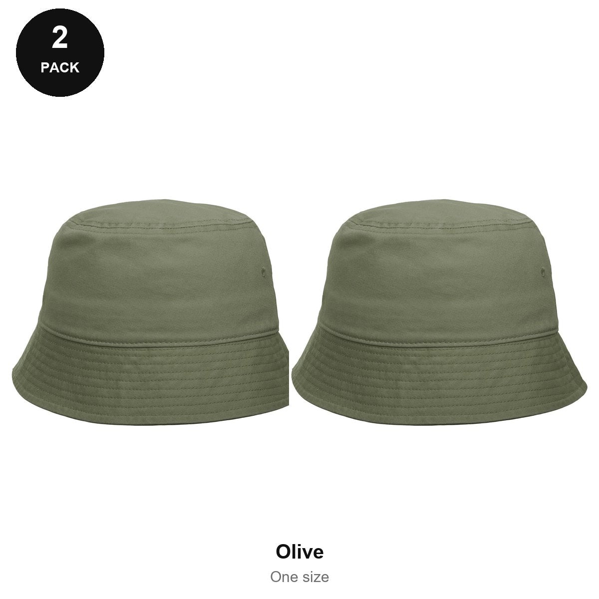 Bucket Hats 2 Pack - Cotton, One Size - Olive