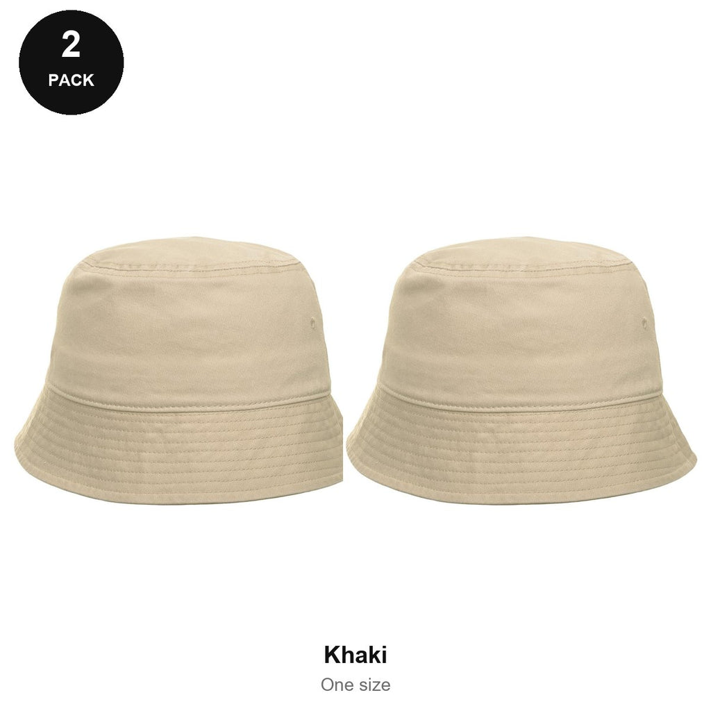 Bucket Hats 2 Pack - Cotton, One Size - Khaki