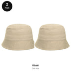 Bucket Hats 2 Pack - Cotton, One Size - Khaki