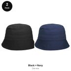 Bucket Hats 2 Pack - Cotton, One Size - Black + Navy