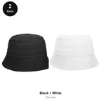 Bucket Hats 2 Pack - Cotton, One Size - Black + White