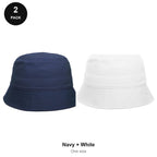 Bucket Hats 2 Pack - Cotton, One Size - Navy + White