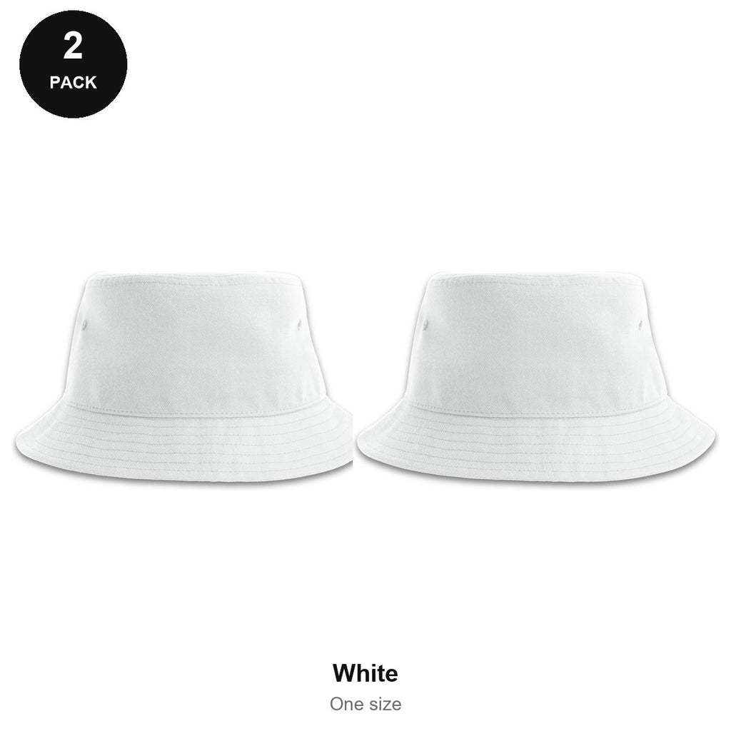 Bucket Hats 2 Pack - 100% recycled polyester, One Size - White