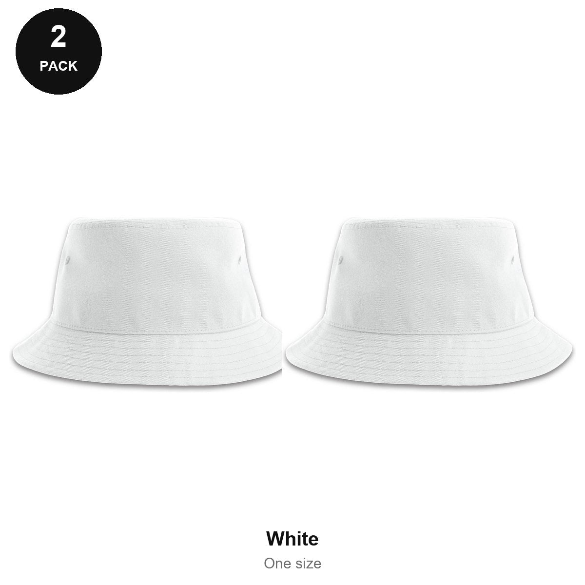Bucket Hats 2 Pack - 100% recycled polyester, One Size - White