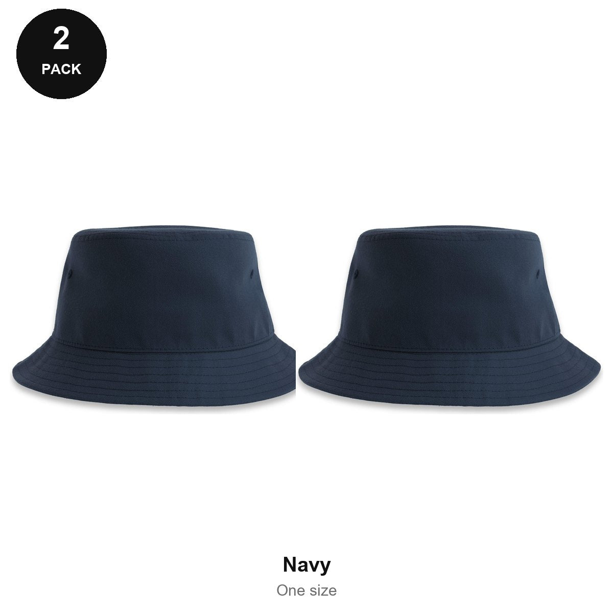 Bucket Hats 2 Pack - 100% recycled polyester, One Size - Navy