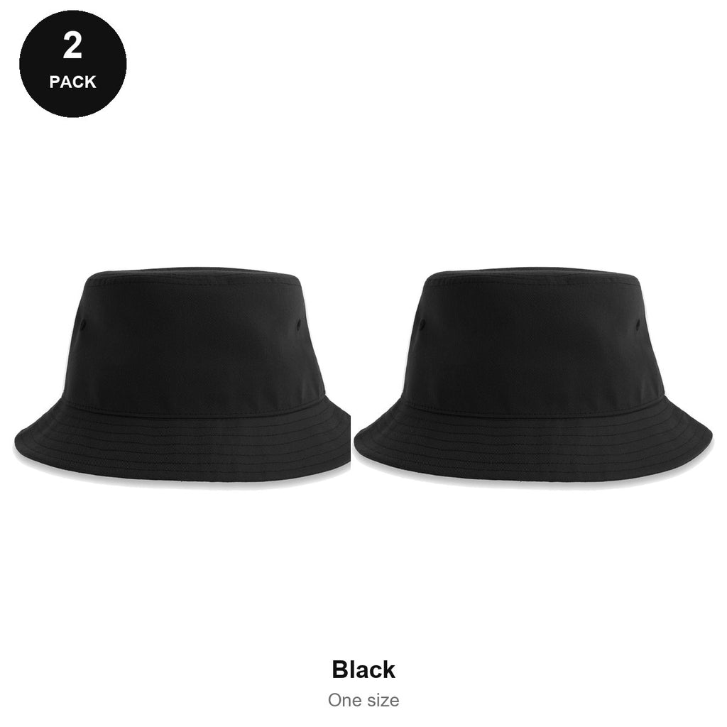 Bucket Hats 2 Pack - 100% recycled polyester, One Size - Black