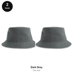 Bucket Hats 2 Pack - 100% recycled polyester, One Size - Dark Grey