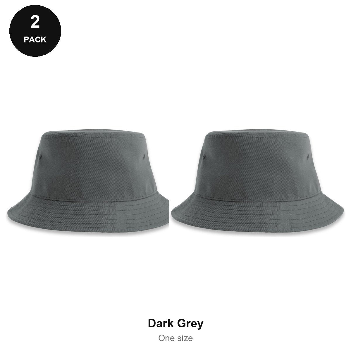 Bucket Hats 2 Pack - 100% recycled polyester, One Size - Dark Grey