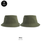 Bucket Hats 2 Pack - 100% recycled polyester, One Size - Olive