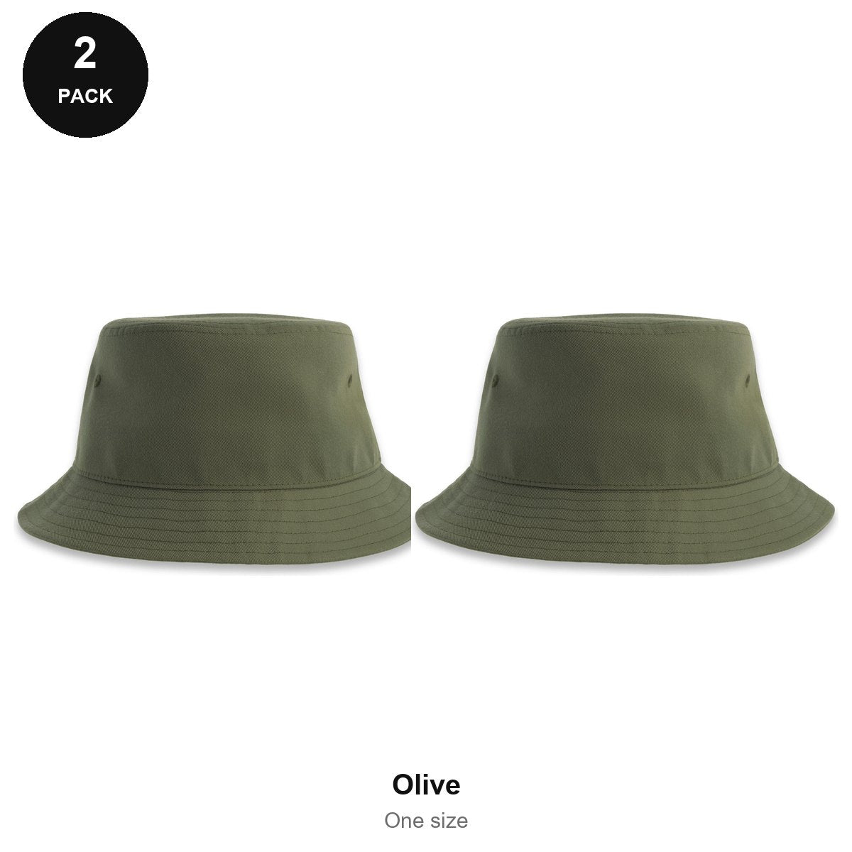 Bucket Hats 2 Pack - 100% recycled polyester, One Size - Olive