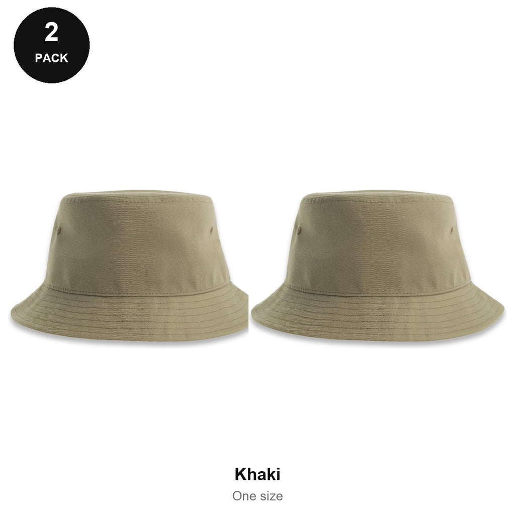 Bucket Hats 2 Pack - 100% recycled polyester, One Size - Khaki