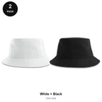 Bucket Hats 2 Pack - 100% recycled polyester, One Size - White + Black