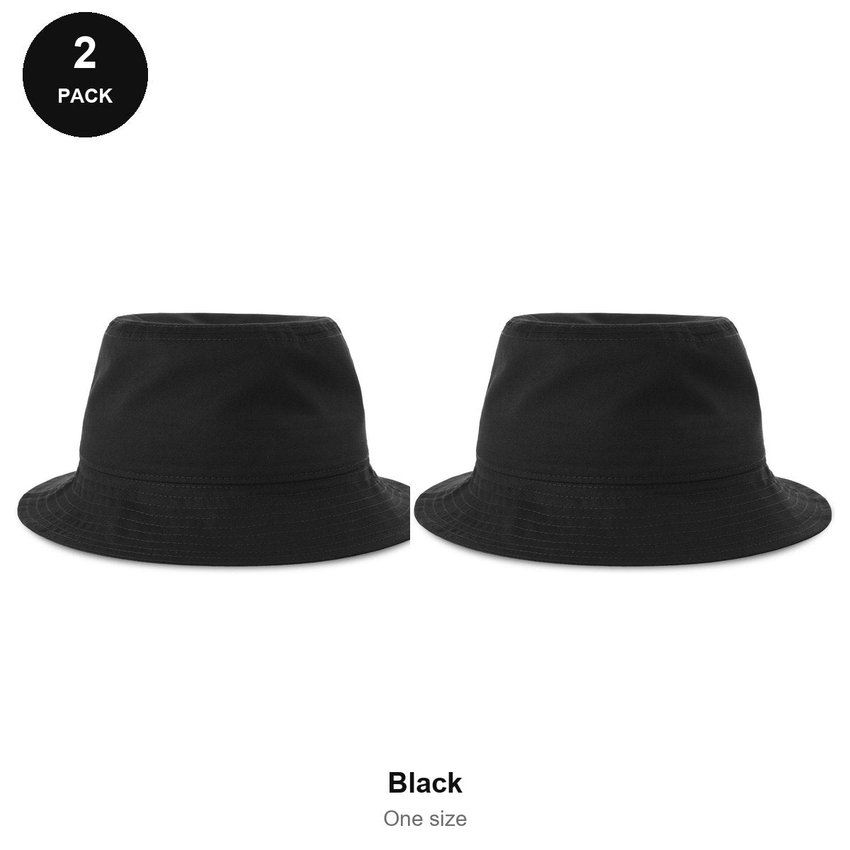 Organic Cotton Bucket Hats 2 Pack - Cotton, One Size - Black