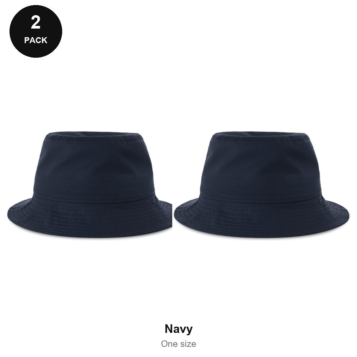 Organic Cotton Bucket Hats 2 Pack - Cotton, One Size - Navy
